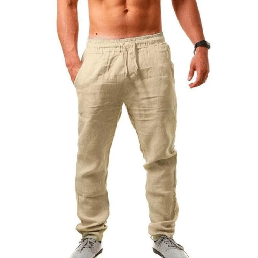Airy Linen Trousers for Men - Noah-Beige-S-State of Style
