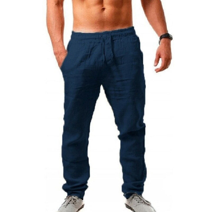 Airy Linen Trousers for Men - Noah-Dark blue-S-State of Style