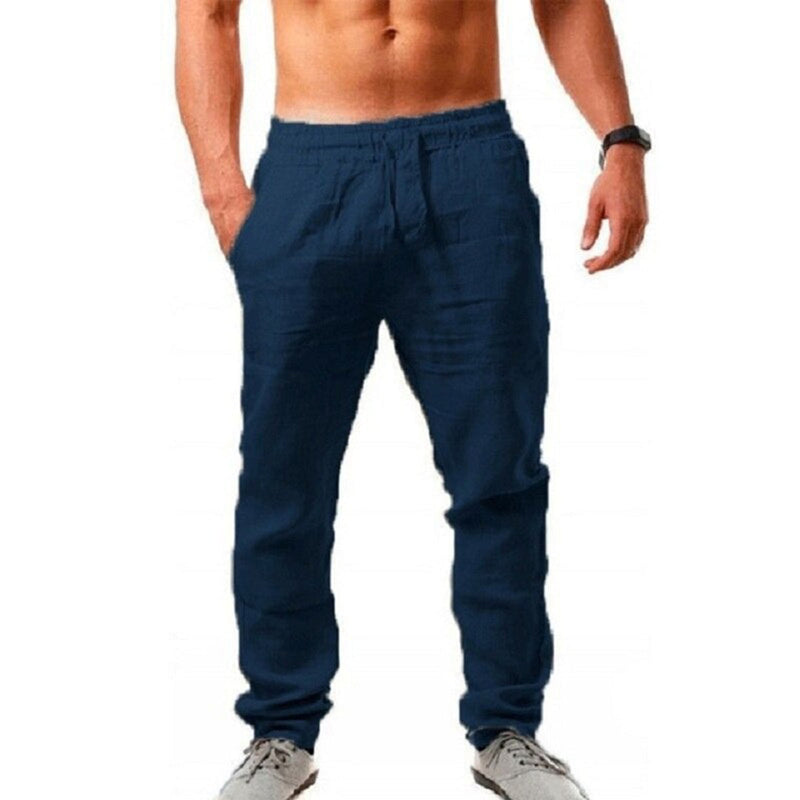 Airy Linen Trousers for Men - Noah-Dark blue-S-State of Style