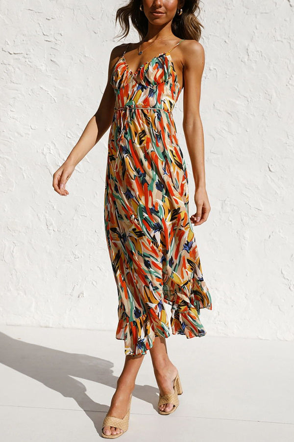Airy maxi summer dress with a waist cut - Mira-Yellow-S-State of Style