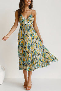 Airy maxi summer dress with a waist cut - Mira-Yellow-S-State of Style