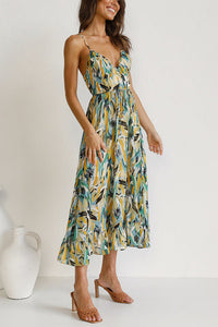 Airy maxi summer dress with a waist cut - Mira-Yellow-S-State of Style