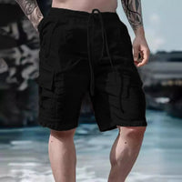 Airy men's linen shorts with wide legs and drawstring – Silas-Black-S-State of Style