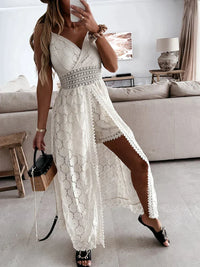 airy & stylish summer dress-shorts combo with lace for women – Yara-White-S-State of Style