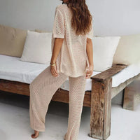 Airy & Stylish Summer Set with Cut-Outs and Long Trousers for Women – Liora-Black-S-State of Style
