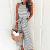 Airy & Stylish Women's Jumpsuit with Waist Belt and Stripes – Nayla-Blue-S-State of Style