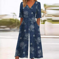 Airy & stylish women’s jumpsuit with wide leg – Elina-Navy blue-S-State of Style