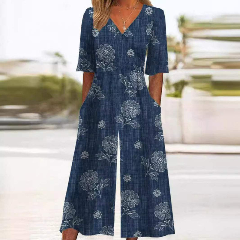 Airy & stylish women’s jumpsuit with wide leg – Elina-Navy blue-S-State of Style