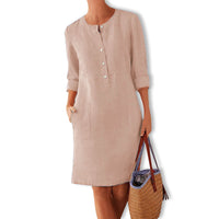 Airy summer dress in fresh colour – Nika-Khaki-XS-State of Style
