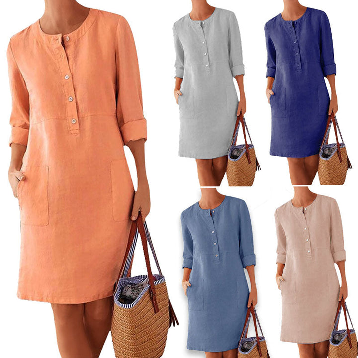Airy summer dress in fresh colour – Nika-Orange-XS-State of Style
