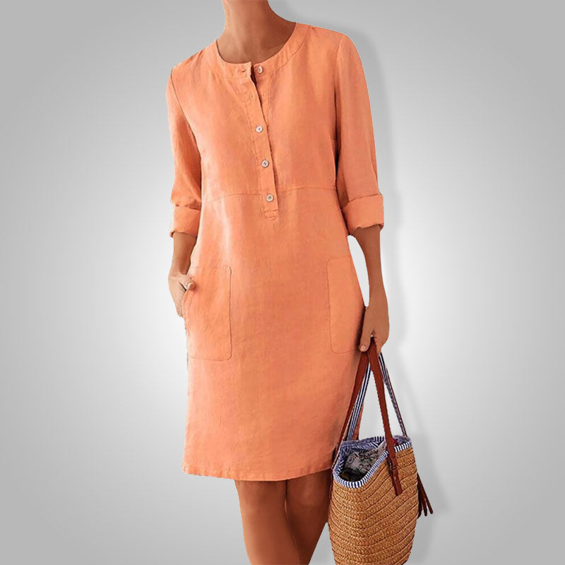 Airy summer dress in fresh colour – Nika-Orange-XS-State of Style