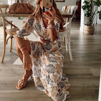 Airy Summer Dress with Leaf Print - Livia-S-State of Style