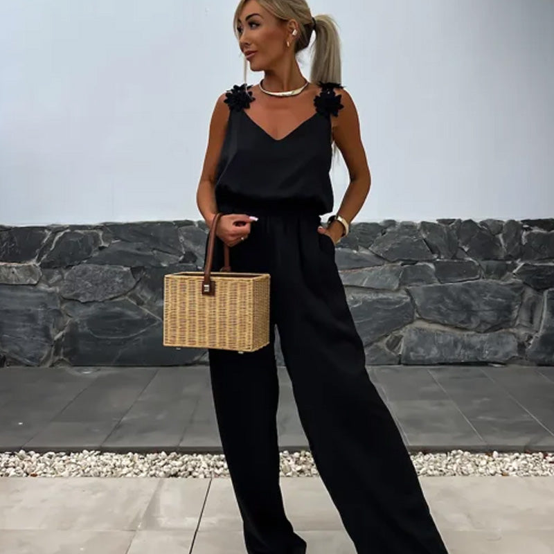 Airy summer jumpsuit with wide legs – Jasmin-Black-S-State of Style