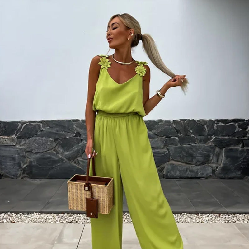 Airy summer jumpsuit with wide legs – Jasmin-Green-S-State of Style
