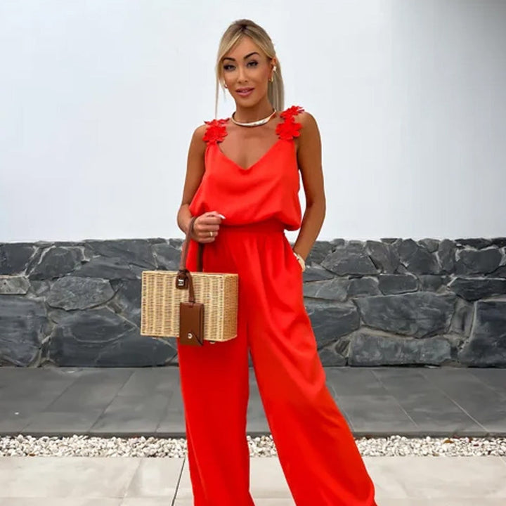 Airy summer jumpsuit with wide legs – Jasmin-Red-M-State of Style