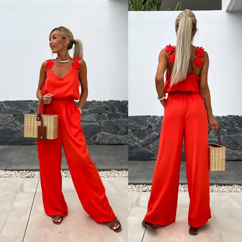 Airy summer jumpsuit with wide legs – Jasmin-Red-S-State of Style