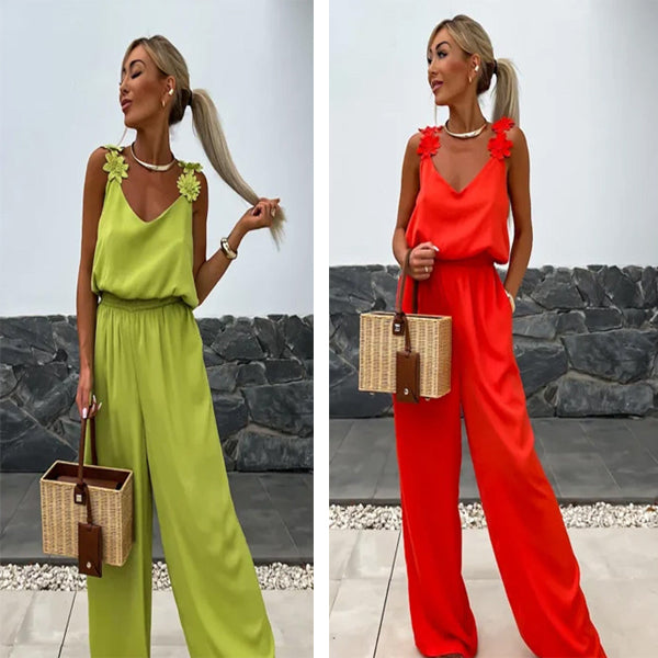 Airy summer jumpsuit with wide legs – Jasmin-Red-S-State of Style