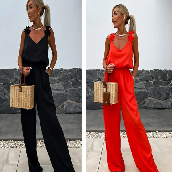 Airy summer jumpsuit with wide legs – Jasmin-Red-S-State of Style