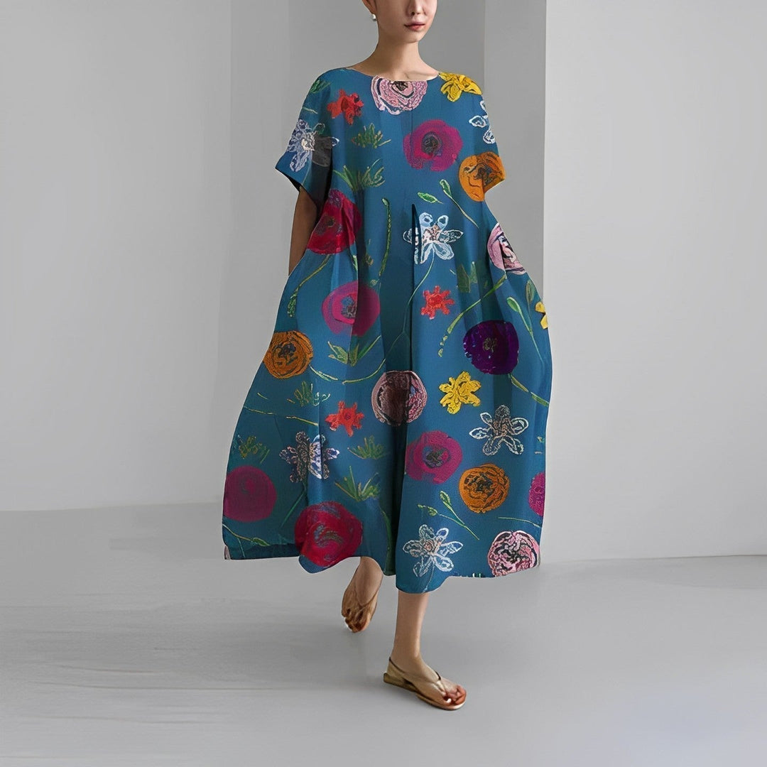Airy summer maxi dress with waist accent - Clara-Blue-S-State of Style