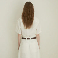 Airy & Timeless Short Sleeve Linen Blouse for Women V-Neck – Milena-White-S-State of Style