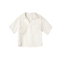 Airy & Timeless Short Sleeve Linen Blouse for Women V-Neck – Milena-White-S-State of Style