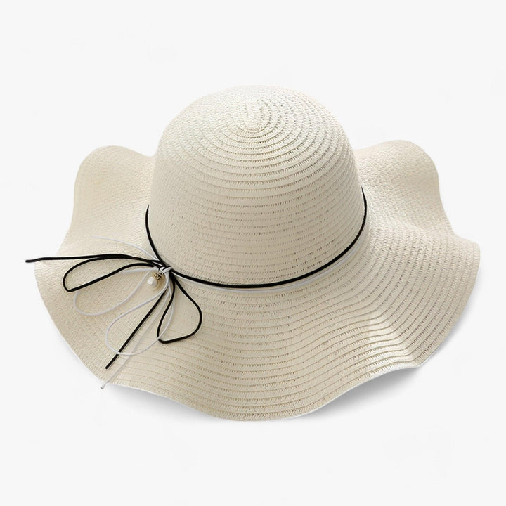 Airy women's beach hat with bow and UV protection - BreezeBow-Milk white-56-58CM-State of Style
