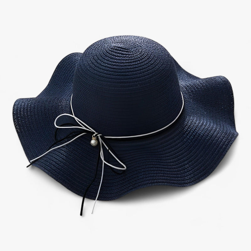 Airy women's beach hat with bow and UV protection - BreezeBow-Navy blue-56-58CM-State of Style