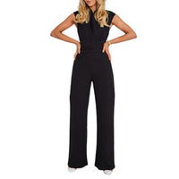 Airy women's jumpsuit with wide legs and a V-neck – Maribel-Black-S-State of Style