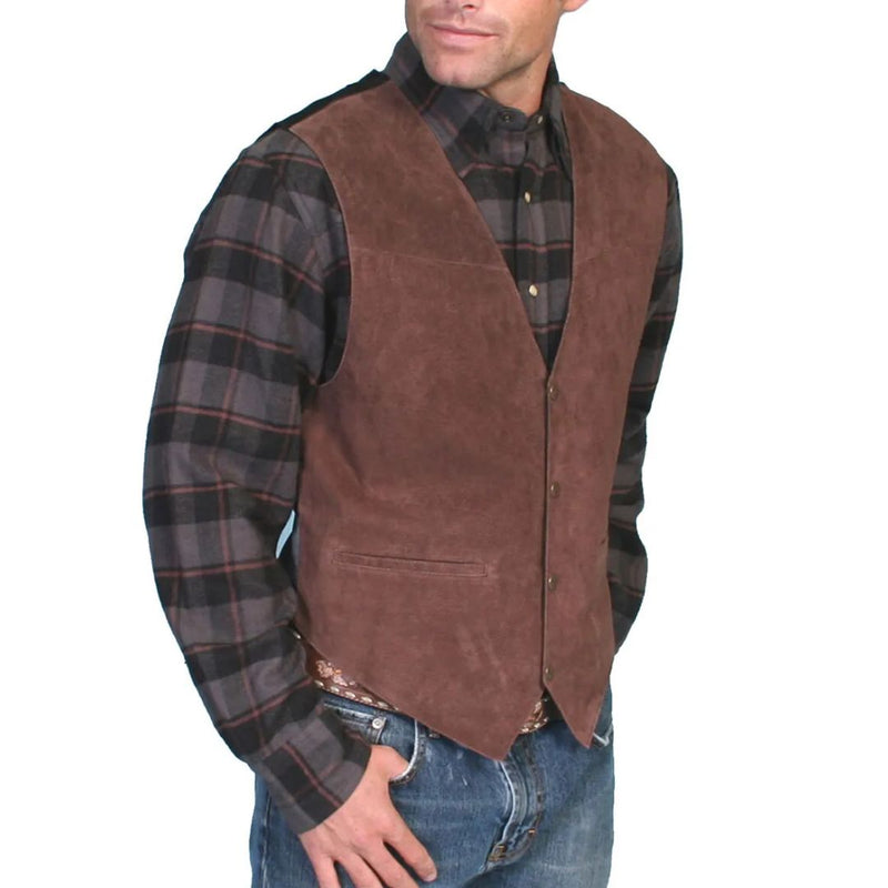 Alberto Traditional Vest – Rustic Suede Waistcoat with Classic Fit-Brown-S-State of Style
