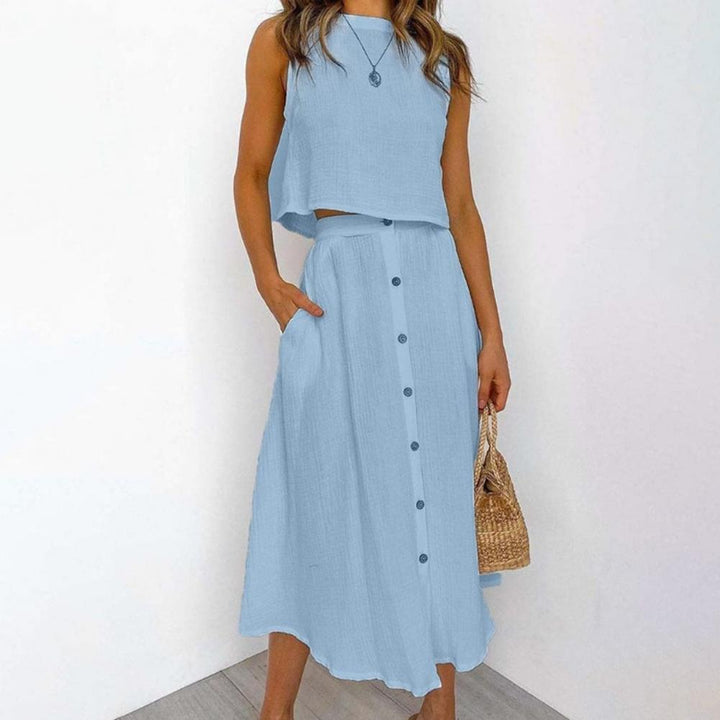 Alejandro Alley Sleeveless Dress-Blue-S-State of Style
