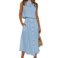 Alejandro Alley Sleeveless Dress-Blue-S-State of Style