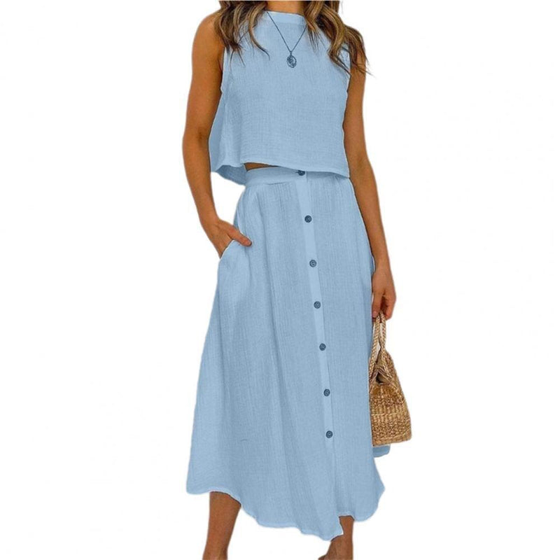 Alejandro Alley Sleeveless Dress-Blue-S-State of Style
