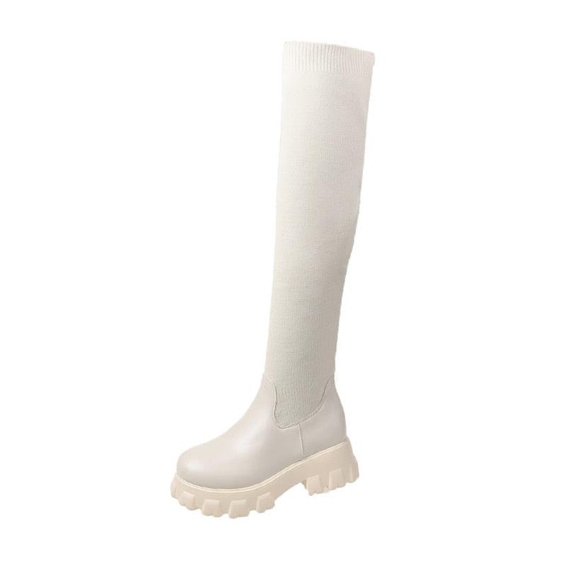 AlexiaBoots – Women's Vegan Leather Boots-White-3.0-State of Style