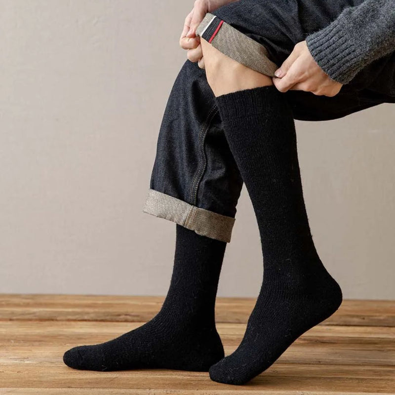 Alexis Traditional Socks – 3-Pack Warm Wool Knee-High Retro Socks-Black-State of Style
