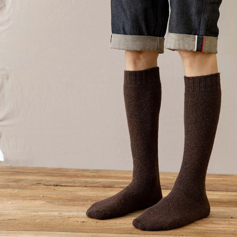 Alexis Traditional Socks – 3-Pack Warm Wool Knee-High Retro Socks-Brown-State of Style