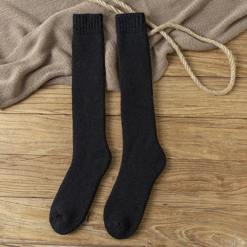 Alexis Traditional Socks – 3-Pack Warm Wool Knee-High Retro Socks-Dark Grey-State of Style