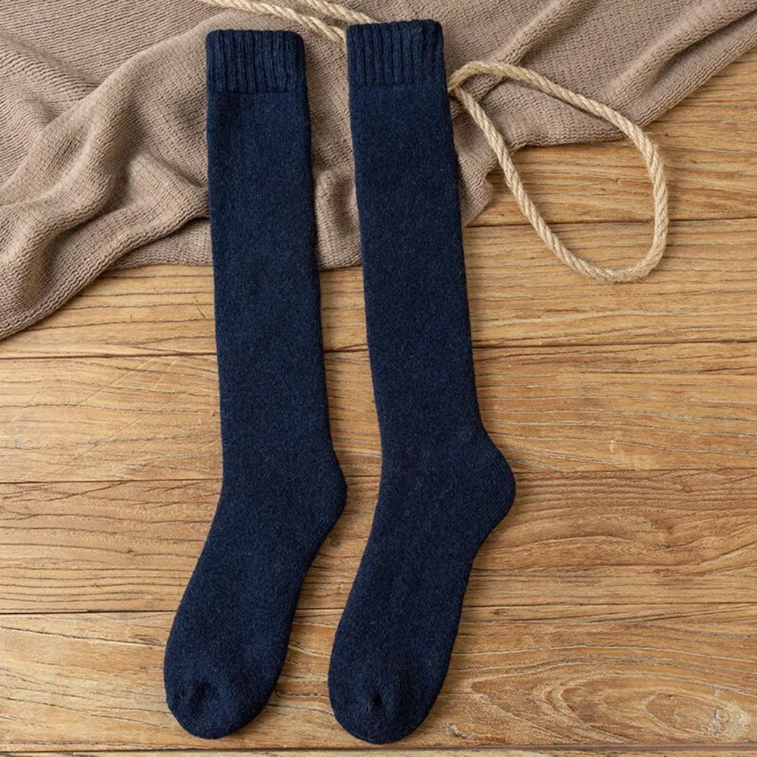 Alexis Traditional Socks – 3-Pack Warm Wool Knee-High Retro Socks-Navy Blue-State of Style