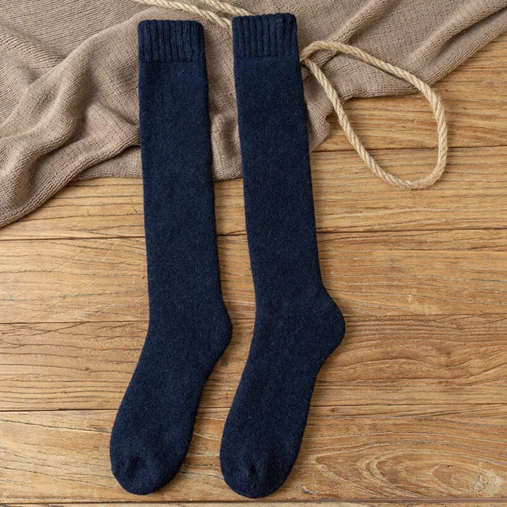 Alexis Traditional Socks – 3-Pack Warm Wool Knee-High Retro Socks-Navy Blue-State of Style