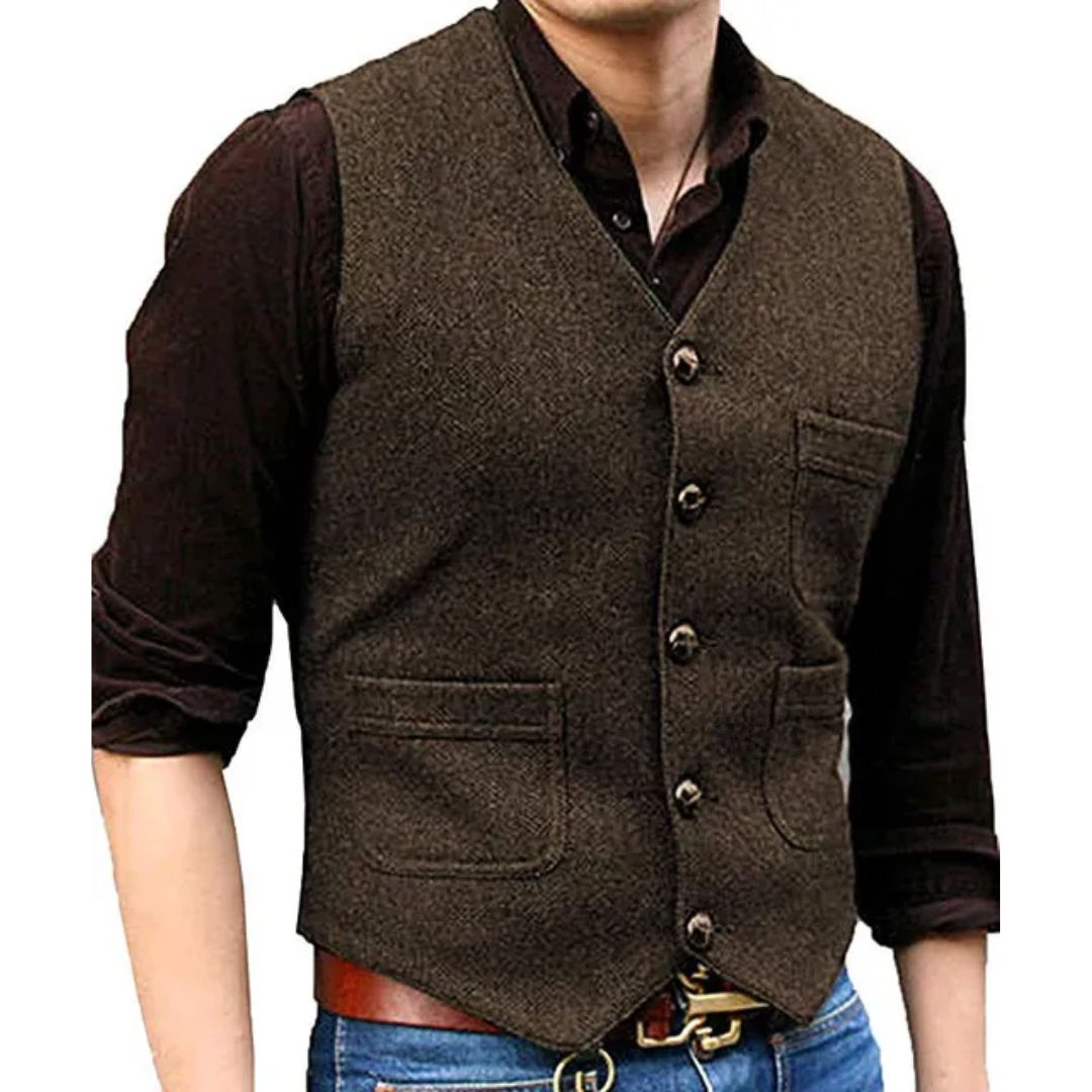 Alexis Traditional Vest – Victorian Steampunk Tweed Waistcoat-Coffee-XS-State of Style