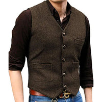 Alexis Traditional Vest – Victorian Steampunk Tweed Waistcoat-Coffee-XS-State of Style