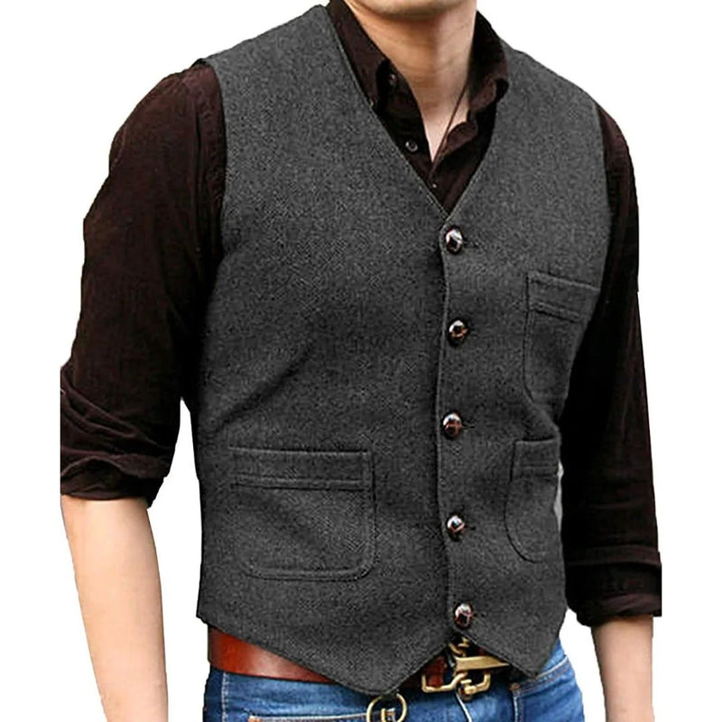 Alexis Traditional Vest – Victorian Steampunk Tweed Waistcoat-Grey-XS-State of Style