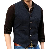 Alexis Traditional Vest – Victorian Steampunk Tweed Waistcoat-Navy Blue-XS-State of Style