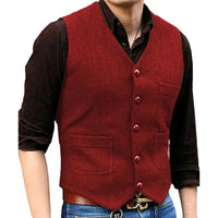 Alexis Traditional Vest – Victorian Steampunk Tweed Waistcoat-Red-XS-State of Style