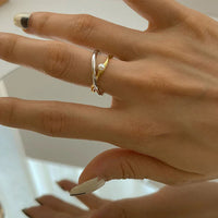 Alina Sterling Silver Crossed Ring with Pearl-State of Style