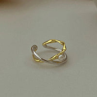 Alina Sterling Silver Crossed Ring with Pearl-State of Style