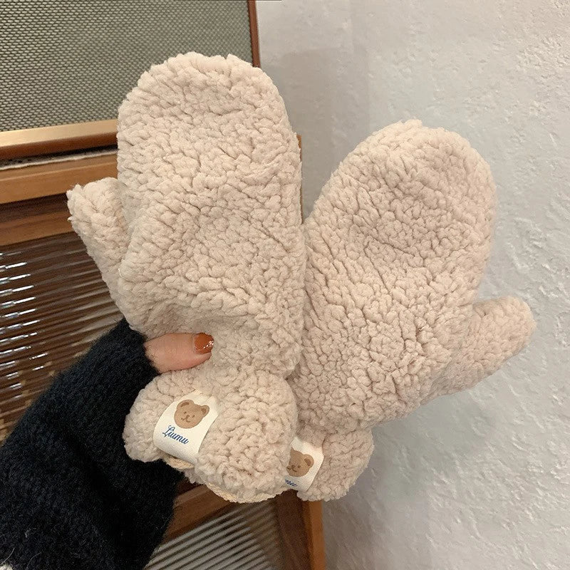 Alise Teddy Mittens | Soft and Wonderfully Warm-Beige A-State of Style