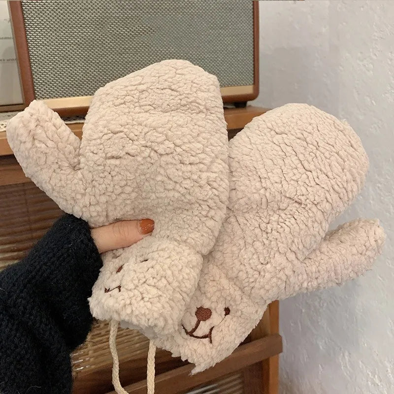 Alise Teddy Mittens | Soft and Wonderfully Warm-Beige B-State of Style