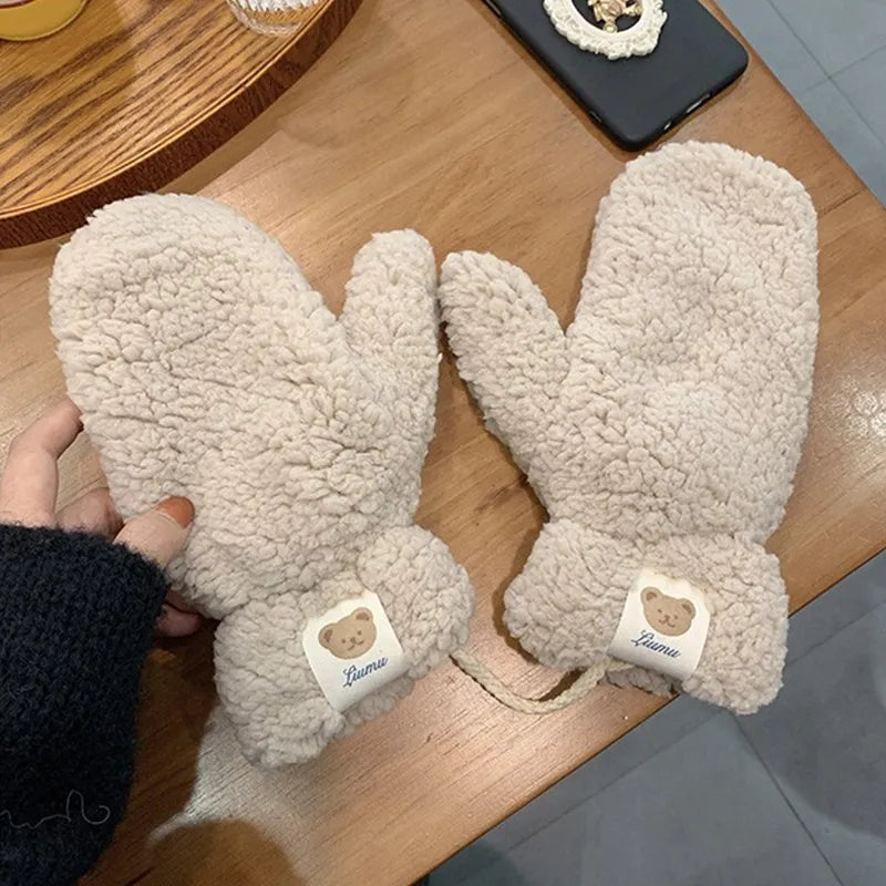 Alise Teddy Mittens | Soft and Wonderfully Warm-Khaki A-State of Style