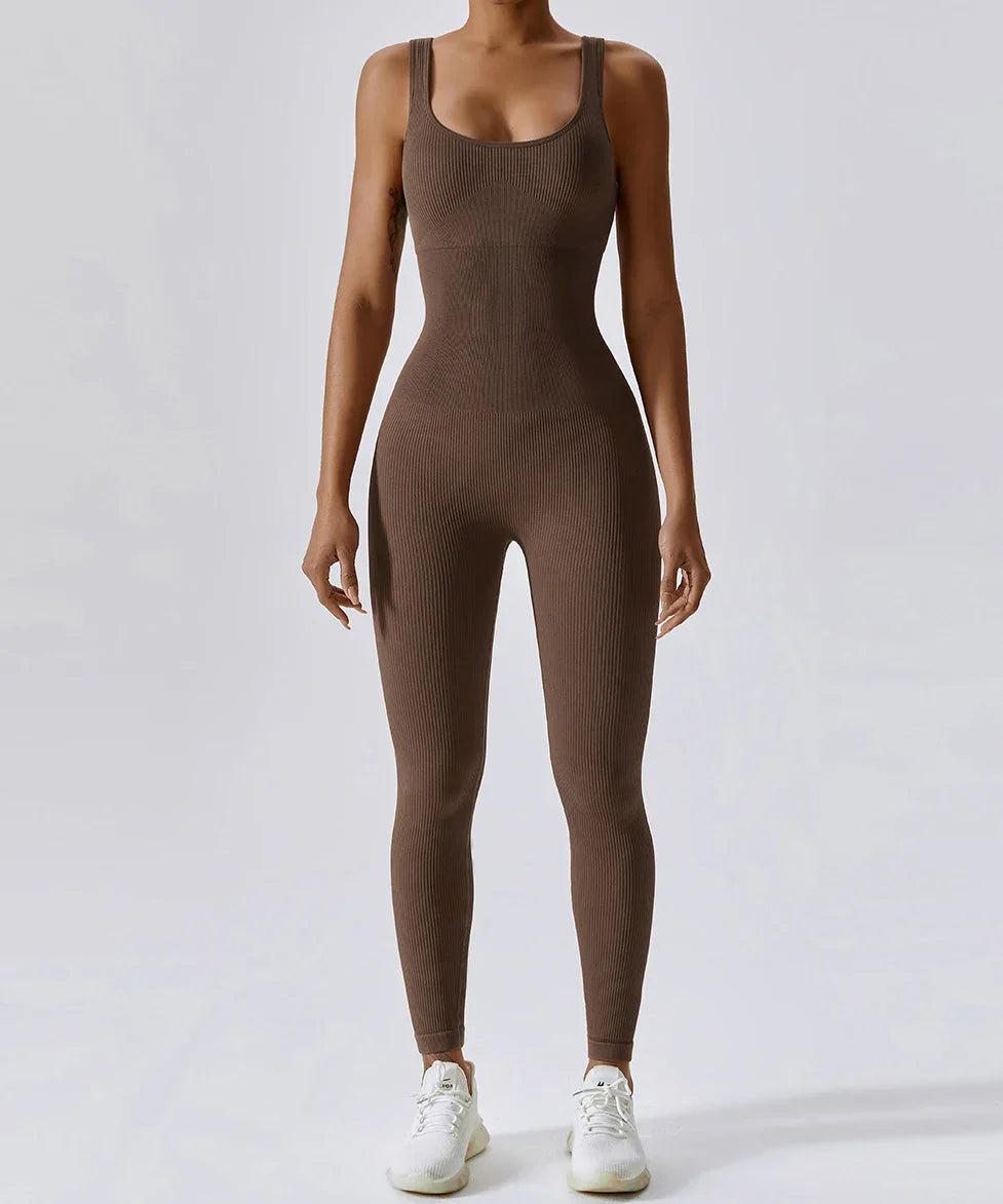 All-Season Women’s Fitness Jumpsuit – Nova-Brown-L-State of Style