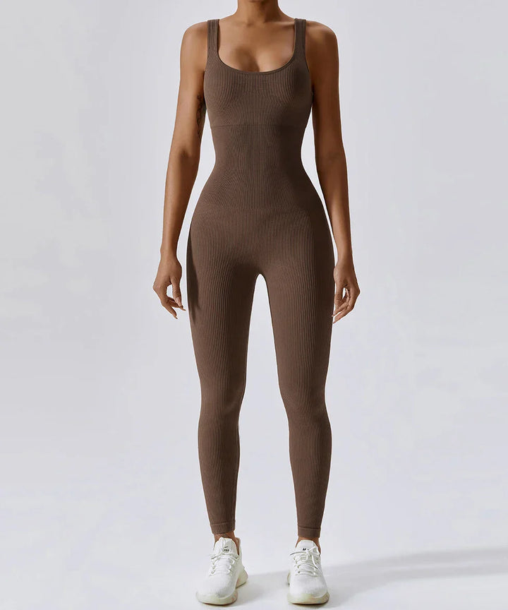 All-Season Women’s Fitness Jumpsuit – Nova-Brown-L-State of Style